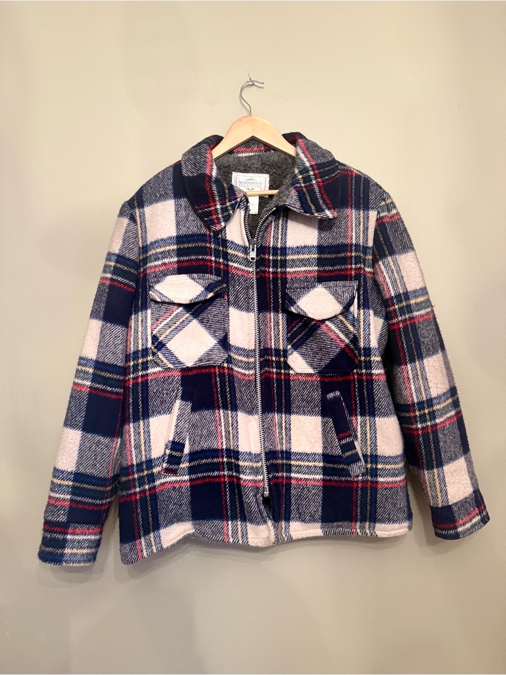 Vintage Northwest Territory Sherpa-Lined Plaid Zip Jacket Large